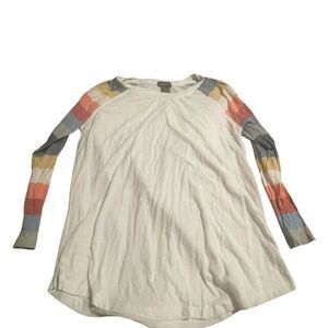 Joei & I Colorful Striped Sleeve Long Sleeve Top like new size small